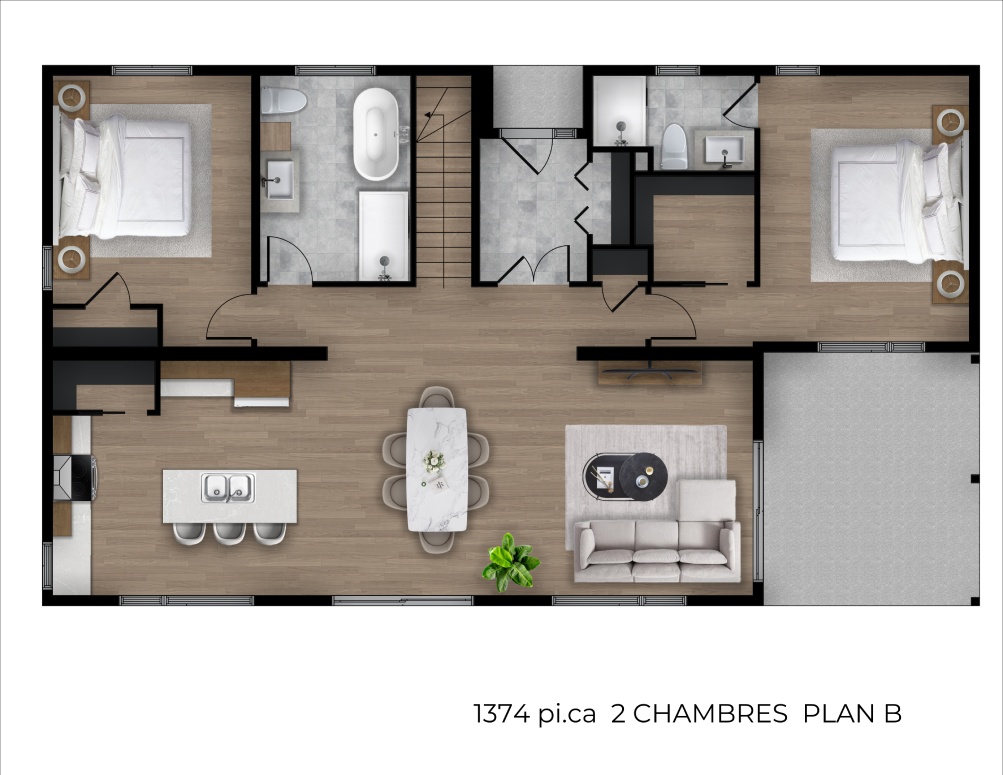 Monterey 1374 2 Chambres Plan B OPT