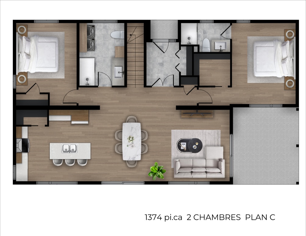 Monterey 1374 2 Chambres Plan C OPT