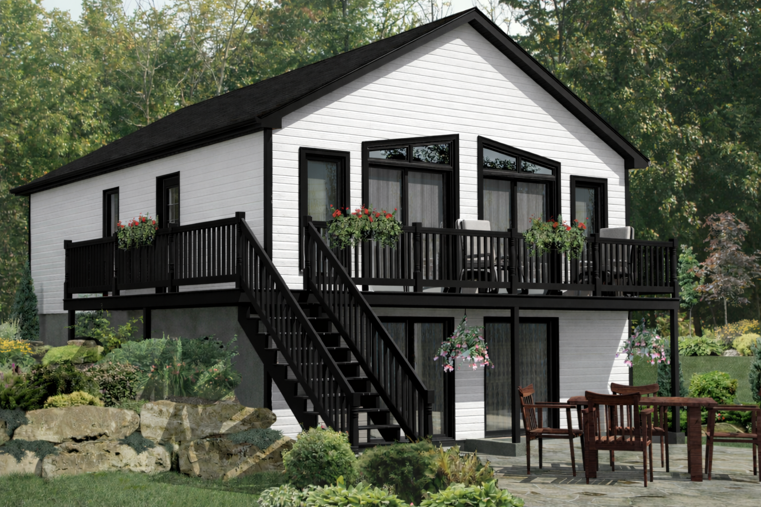 VAL BEL AIR FACADE Rev Blanc Et Fenêtres Noir